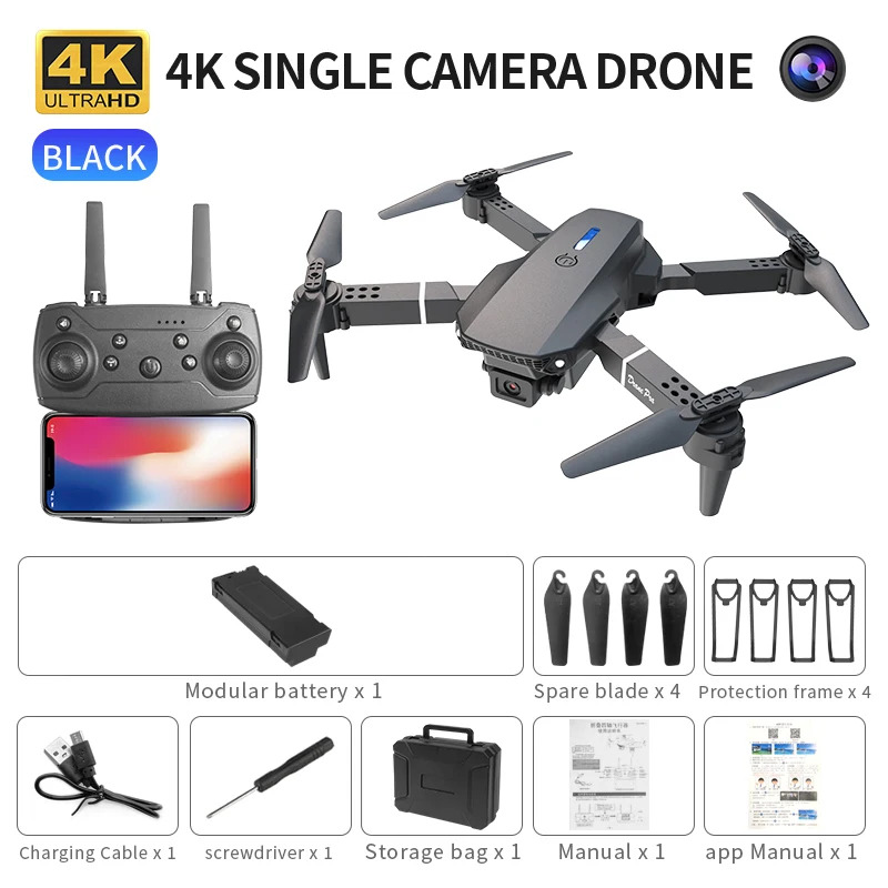 Drone Cinematic - Dron plegable inteligente E88 Pro, compatible